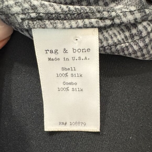 RAG & BONE 100% Silk Shirtdress Fit-and-Flare Gray Black Plaid Dress - Size 6 - Picture 8 of 11